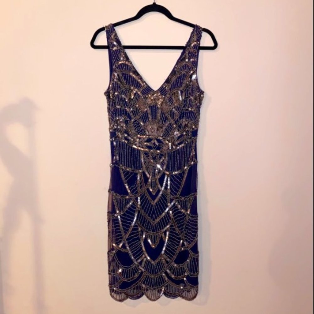 Vintage Inspired Beaded Midi Dress